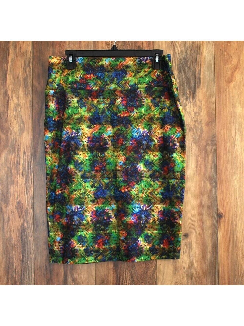 LuLaRoe Women's Multi Color Cassie Splotches Stretch Fitted Skirt L